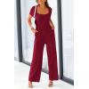 imagePRETTYGARDEN Womens Summer One Piece Jumpsuits Dressy Casual Short Sleeve Square Neck Wide Leg Jumpsuit RompersWine Red