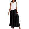imagePRETTYGARDEN Womens Maxi Sundress Casual Summer 2025 Sleeveless Asymmetrical Drop Waist Patchwork Long Flowy Tank DressesBlack White