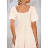 imagePRETTYGARDEN Summer Dress for Women 2025 Casual Short Sleeve Bow Tie V Neck Ruffle Midi Flowy DressesBeige