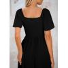imagePRETTYGARDEN Summer Dress for Women 2025 Casual Short Sleeve Bow Tie V Neck Ruffle Midi Flowy DressesBlack