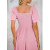imagePRETTYGARDEN Summer Dress for Women 2025 Casual Short Sleeve Bow Tie V Neck Ruffle Midi Flowy DressesLight Pink
