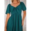 imagePRETTYGARDEN Summer Dress for Women 2025 Casual Short Sleeve Bow Tie V Neck Ruffle Midi Flowy DressesMalachite Green