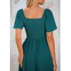 imagePRETTYGARDEN Summer Dress for Women 2025 Casual Short Sleeve Bow Tie V Neck Ruffle Midi Flowy DressesMalachite Green