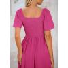 imagePRETTYGARDEN Summer Dress for Women 2025 Casual Short Sleeve Bow Tie V Neck Ruffle Midi Flowy DressesRose Red