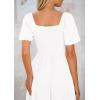 imagePRETTYGARDEN Summer Dress for Women 2025 Casual Short Sleeve Bow Tie V Neck Ruffle Midi Flowy DressesWhite