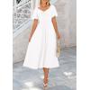 imagePRETTYGARDEN Summer Dress for Women 2025 Casual Short Sleeve Bow Tie V Neck Ruffle Midi Flowy DressesWhite