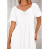 imagePRETTYGARDEN Summer Dress for Women 2025 Casual Short Sleeve Bow Tie V Neck Ruffle Midi Flowy DressesWhite