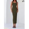 imagePRETTYGARDEN Womens 2025 Spring Summer Bodycon Midi Dress Sleeveless Striped Ribbed Knit Sundress Beach Vacation Tank DressArmy Green