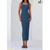 imagePRETTYGARDEN Womens 2025 Spring Summer Bodycon Midi Dress Sleeveless Striped Ribbed Knit Sundress Beach Vacation Tank DressGrey Blue