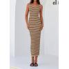 imagePRETTYGARDEN Womens 2025 Spring Summer Bodycon Midi Dress Sleeveless Striped Ribbed Knit Sundress Beach Vacation Tank DressKhaki