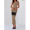 imagePRETTYGARDEN Womens 2025 Spring Summer Bodycon Midi Dress Sleeveless Striped Ribbed Knit Sundress Beach Vacation Tank DressKhaki