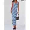 imagePRETTYGARDEN Womens 2025 Spring Summer Bodycon Midi Dress Sleeveless Striped Ribbed Knit Sundress Beach Vacation Tank DressLight Blue