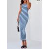 imagePRETTYGARDEN Womens 2025 Spring Summer Bodycon Midi Dress Sleeveless Striped Ribbed Knit Sundress Beach Vacation Tank DressLight Blue