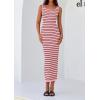 imagePRETTYGARDEN Womens 2025 Spring Summer Bodycon Midi Dress Sleeveless Striped Ribbed Knit Sundress Beach Vacation Tank DressPink