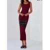 imagePRETTYGARDEN Womens 2025 Spring Summer Bodycon Midi Dress Sleeveless Striped Ribbed Knit Sundress Beach Vacation Tank DressWine Red