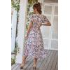 imagePRETTYGARDEN Womens Summer Floral Boho Dress Wrap V Neck Short Sleeve Ruffle ALine Flowy Maxi Wedding Guest DressesApricot Floral