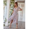 imagePRETTYGARDEN Womens Summer Floral Boho Dress Wrap V Neck Short Sleeve Ruffle ALine Flowy Maxi Wedding Guest DressesApricot Floral