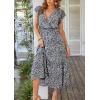 imagePRETTYGARDEN Womens Summer Floral Boho Dress Wrap V Neck Short Sleeve Ruffle ALine Flowy Maxi Wedding Guest DressesBlack