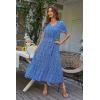 imagePRETTYGARDEN Womens Summer Floral Boho Dress Wrap V Neck Short Sleeve Ruffle ALine Flowy Maxi Wedding Guest DressesBlue Floral