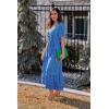 imagePRETTYGARDEN Womens Summer Floral Boho Dress Wrap V Neck Short Sleeve Ruffle ALine Flowy Maxi Wedding Guest DressesBlue Floral
