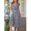 imagePRETTYGARDEN Womens Summer Floral Boho Dress Wrap V Neck Short Sleeve Ruffle ALine Flowy Maxi Wedding Guest DressesBlue01