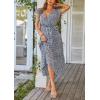 imagePRETTYGARDEN Womens Summer Floral Boho Dress Wrap V Neck Short Sleeve Ruffle ALine Flowy Maxi Wedding Guest DressesBlue01