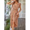 imagePRETTYGARDEN Womens Summer Floral Boho Dress Wrap V Neck Short Sleeve Ruffle ALine Flowy Maxi Wedding Guest DressesCoffee