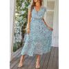 imagePRETTYGARDEN Womens Summer Floral Boho Dress Wrap V Neck Short Sleeve Ruffle ALine Flowy Maxi Wedding Guest DressesDark Blue