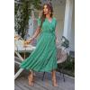 imagePRETTYGARDEN Womens Summer Floral Boho Dress Wrap V Neck Short Sleeve Ruffle ALine Flowy Maxi Wedding Guest DressesGreen Floral