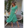 imagePRETTYGARDEN Womens Summer Floral Boho Dress Wrap V Neck Short Sleeve Ruffle ALine Flowy Maxi Wedding Guest DressesGreen Floral