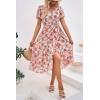 imagePRETTYGARDEN Womens Summer Floral Boho Dress Wrap V Neck Short Sleeve Ruffle ALine Flowy Maxi Wedding Guest DressesGreen Pink Floral