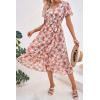 imagePRETTYGARDEN Womens Summer Floral Boho Dress Wrap V Neck Short Sleeve Ruffle ALine Flowy Maxi Wedding Guest DressesGreen Pink Floral