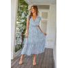 imagePRETTYGARDEN Womens Summer Floral Boho Dress Wrap V Neck Short Sleeve Ruffle ALine Flowy Maxi Wedding Guest DressesLight Blue