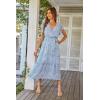 imagePRETTYGARDEN Womens Summer Floral Boho Dress Wrap V Neck Short Sleeve Ruffle ALine Flowy Maxi Wedding Guest DressesLight Blue