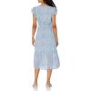 imagePRETTYGARDEN Womens Summer Floral Boho Dress Wrap V Neck Short Sleeve Ruffle ALine Flowy Maxi Wedding Guest DressesLight Blue