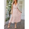 imagePRETTYGARDEN Womens Summer Floral Boho Dress Wrap V Neck Short Sleeve Ruffle ALine Flowy Maxi Wedding Guest DressesPink