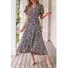 imagePRETTYGARDEN Womens Summer Floral Boho Dress Wrap V Neck Short Sleeve Ruffle ALine Flowy Maxi Wedding Guest DressesPrint Black