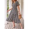 imagePRETTYGARDEN Womens Summer Floral Boho Dress Wrap V Neck Short Sleeve Ruffle ALine Flowy Maxi Wedding Guest DressesPrint Black
