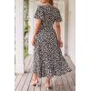 imagePRETTYGARDEN Womens Summer Floral Boho Dress Wrap V Neck Short Sleeve Ruffle ALine Flowy Maxi Wedding Guest DressesPrint Black