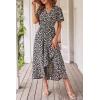 imagePRETTYGARDEN Womens Summer Floral Boho Dress Wrap V Neck Short Sleeve Ruffle ALine Flowy Maxi Wedding Guest DressesPrint Black