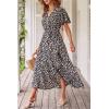 imagePRETTYGARDEN Womens Summer Floral Boho Dress Wrap V Neck Short Sleeve Ruffle ALine Flowy Maxi Wedding Guest DressesPrint Black