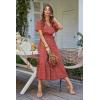 imagePRETTYGARDEN Womens Summer Floral Boho Dress Wrap V Neck Short Sleeve Ruffle ALine Flowy Maxi Wedding Guest DressesRed Floral