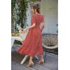 imagePRETTYGARDEN Womens Summer Floral Boho Dress Wrap V Neck Short Sleeve Ruffle ALine Flowy Maxi Wedding Guest DressesRed Floral