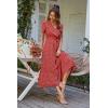 imagePRETTYGARDEN Womens Summer Floral Boho Dress Wrap V Neck Short Sleeve Ruffle ALine Flowy Maxi Wedding Guest DressesRed Floral