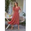 imagePRETTYGARDEN Womens Summer Floral Boho Dress Wrap V Neck Short Sleeve Ruffle ALine Flowy Maxi Wedding Guest DressesRed Floral