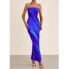 imagePRETTYGARDEN Womens Summer Printed Tube Maxi Dress Strapless Bodycon Sleeveless Night Out Long DressesBlue Watercolour