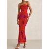 imagePRETTYGARDEN Womens Summer Printed Tube Maxi Dress Strapless Bodycon Sleeveless Night Out Long DressesFloral Rust Red