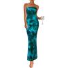 imagePRETTYGARDEN Womens Summer Printed Tube Maxi Dress Strapless Bodycon Sleeveless Night Out Long DressesLake Blue Floral