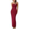 imagePRETTYGARDEN Womens Summer Wedding Guest Dress 2025 Spaghetti Strap Lace Floral Bodycon Formal Cocktail Evening Long DressesRed