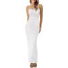 imagePRETTYGARDEN Womens Summer Wedding Guest Dress 2025 Spaghetti Strap Lace Floral Bodycon Formal Cocktail Evening Long DressesWhite